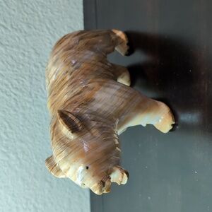 Large 9.5" Banded Onyx Calcite Bear Sculpture Figure - Hand Carved Stone - 5 lb.